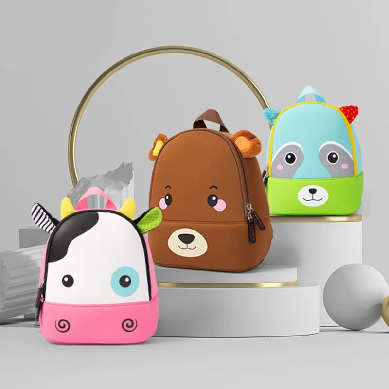 Новинка 2021, детский рюкзак с животными для девочек и мальчиков, школьная сумка, рюкзак для детского сада с 3D рисунком из неопрена для малышей