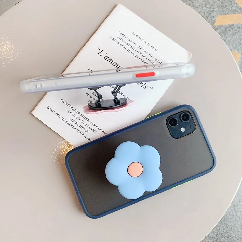 Cute Flower Stand Case For Redmi Note 8T 8 Pro 7 6 K20 K30 8A Contrast Color Translucent Xiaomi 10 CC9 Hard Cover |