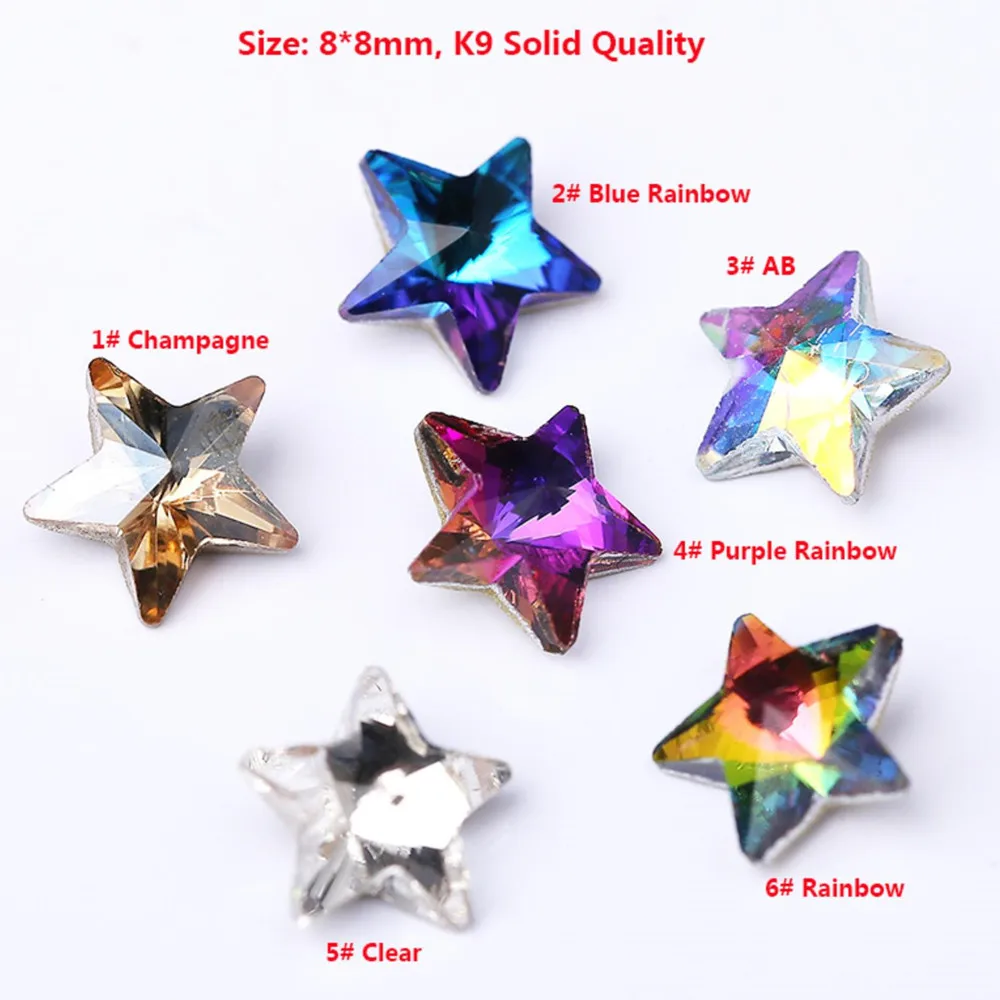 Одежда высшего качества 50 шт./пакет 8 мм звезды ногтей Стразы swarovsk Pointback короткая