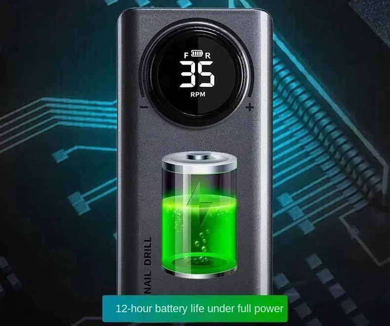 

Nail Drill Machine 35000 RPM Portable Rechargeable Nail Drill Pen Apparatus for Manicure Nail Gel Polisher With Full LCD Display