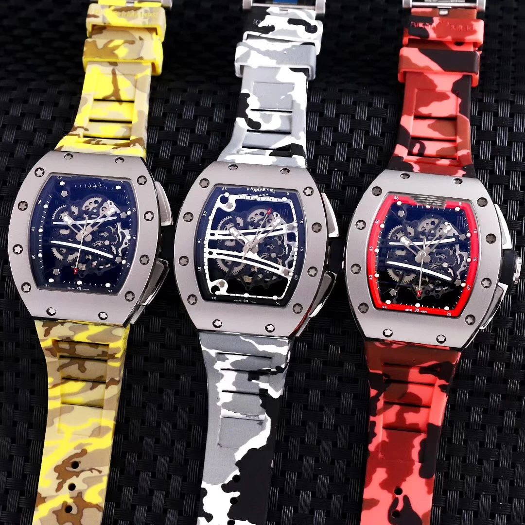 

Brand New Black Blue Rubber Men Watch Sapphire Automatic Mechanical Silver YOHAN BLAKE Limited Stainless Steel TPT Skeleton