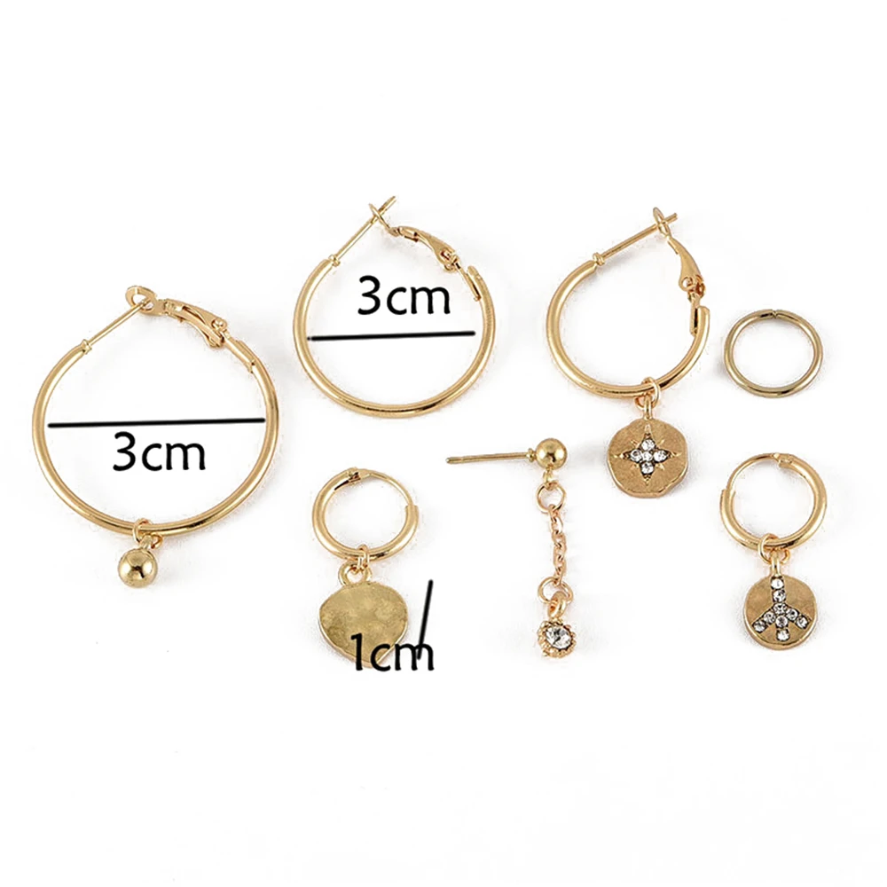 7 шт./компл. в виде геометрических фигур Bijoux(украшения своими руками) с украшением в виде кристаллов женские серьги в виде сердца, Boucle D'oreille Boho ювелирные изделия ослепительные Серьги Brincos, можно носить