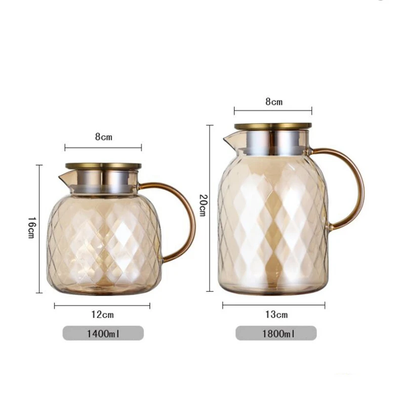 Стеклянный чайник с алмазной текстурой набор из кувшина для горячей и холодной