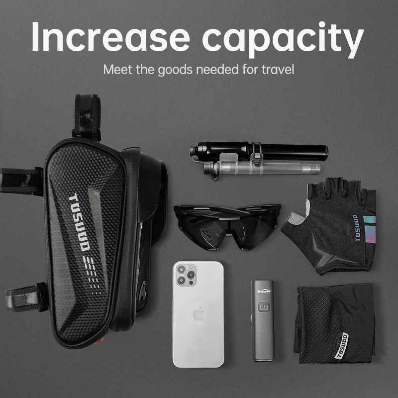 tosuod bike bag 1 8l frame front tube rainproof cycling bag bicycle waterproof phone case 8 inches touchscreen hard shell bag free global shipping