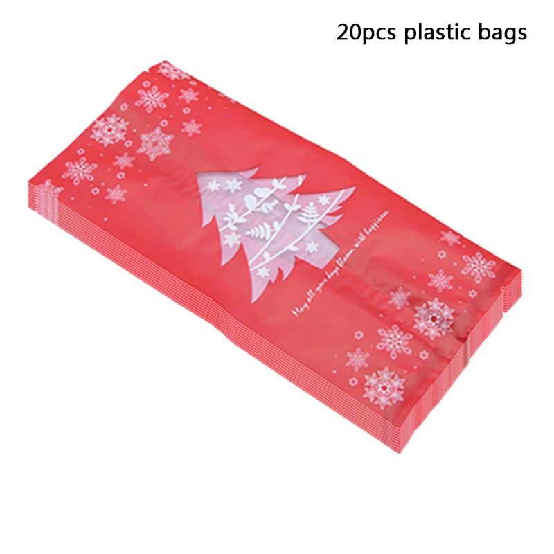 20pcs Red 20 шт пластиковые пакеты Прозрачный горошек печенья мешок подарок посылка вечерние Сувениры мешок рождественские конфеты подарочные пакеты обертка поставки - Цвет: 20pcs Red