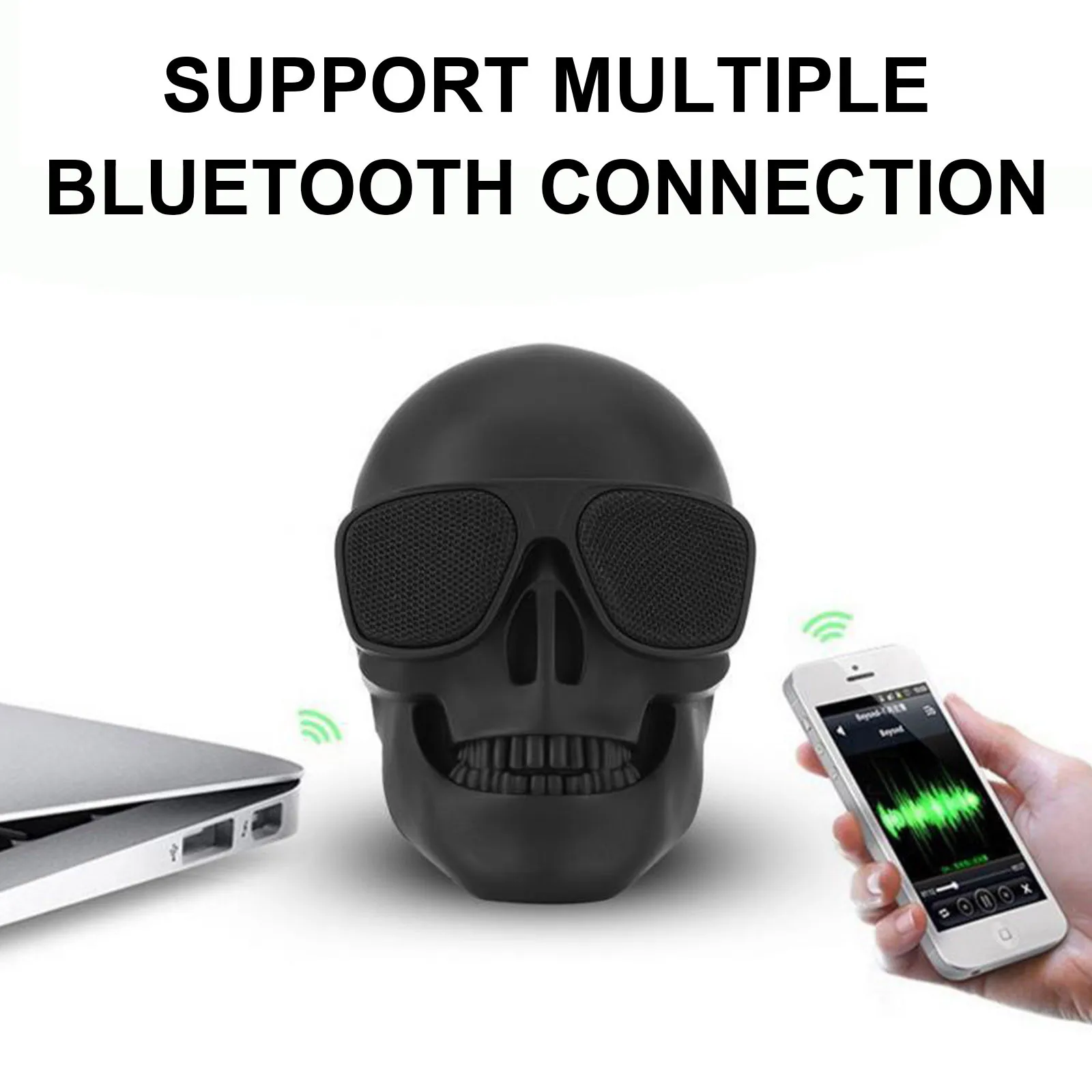 

New Portable Skull Bluetooth Wireless Speaker Halloween Skeleton Radio Speaker Gift Halloween Party Accessories Home Decoration