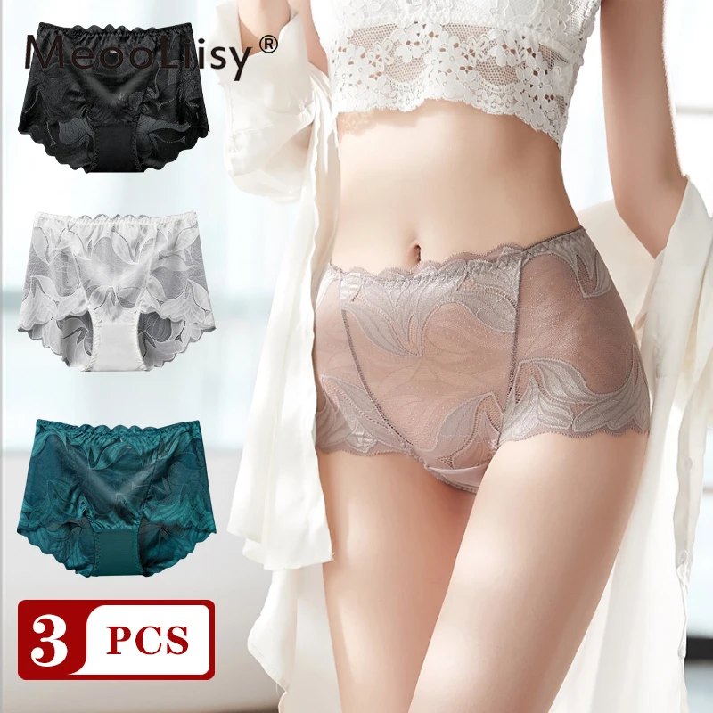 

MeooLiisy High Waist Lace Panties Women Panties Underwear Sexy Lingerie Underpanties Female Transparent Briefs