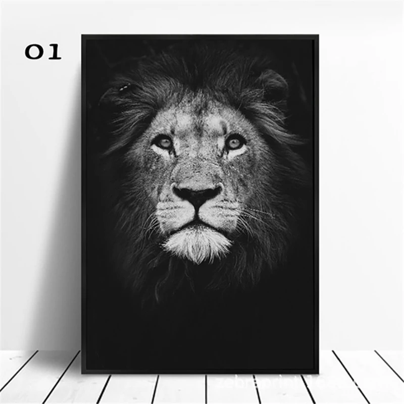 

Home Decor Canvas Painting Animal Wall Art Lion Elephant Deer Zebra Posters and Prints Wall Pictures for Living Room Decoration