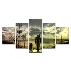 Постеры для игр, холст, живопись, 5 панелей, каллическая игровая станция, Декор, принты, мужчина с собакой, картины для домашнего дизайна