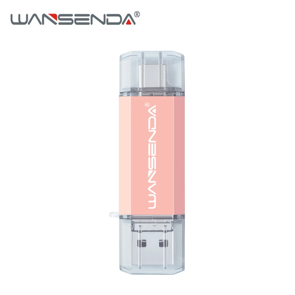 Флеш-накопитель WANSENDA OTG USB флеш-накопитель 32 Гб 64 Гб 128 ГБ 256 ГБ 512 ГБ флеш-накопитель 3 в 1 Micro usb и type-C и USB 3,0 карта памяти - Цвет: Rose Gold