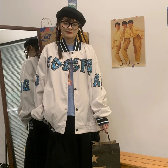 

Baseball Jacket Women's Fashion 2021 Spring and Autumn New Bf Print Student Coat Loose Casual Jacket