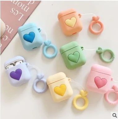 

DHL For AirPods Case Fashion ins style Heart Candy Case For Apple Airpods Earphone Protective Cover with Finger Ring Strap 5.0