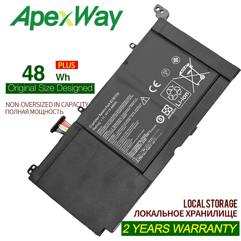 

ApexWay B31N1336 battery for ASUS VivoBook C31-S551 S551L S551LB S551LA R553L R553LN R553LF K551L K551LN V551L V551LA 11.4V 48Wh