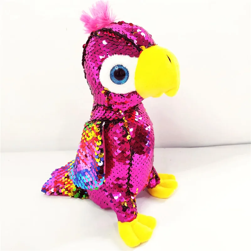 Rose bird ; плюшевый дельфин с блестками; Мягкие плюшевые игрушки с реверсивными блестками; креативные подарки для детей и друзей - Цвет: Rose bird