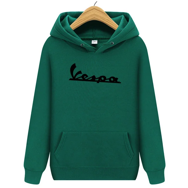 Новинка, классический фильм, толстовка, зимняя, Vespa, Ретро стиль, логотип мотоцикла, длинный рукав, толстовка с капюшоном, Повседневный пуловер - Цвет: Green