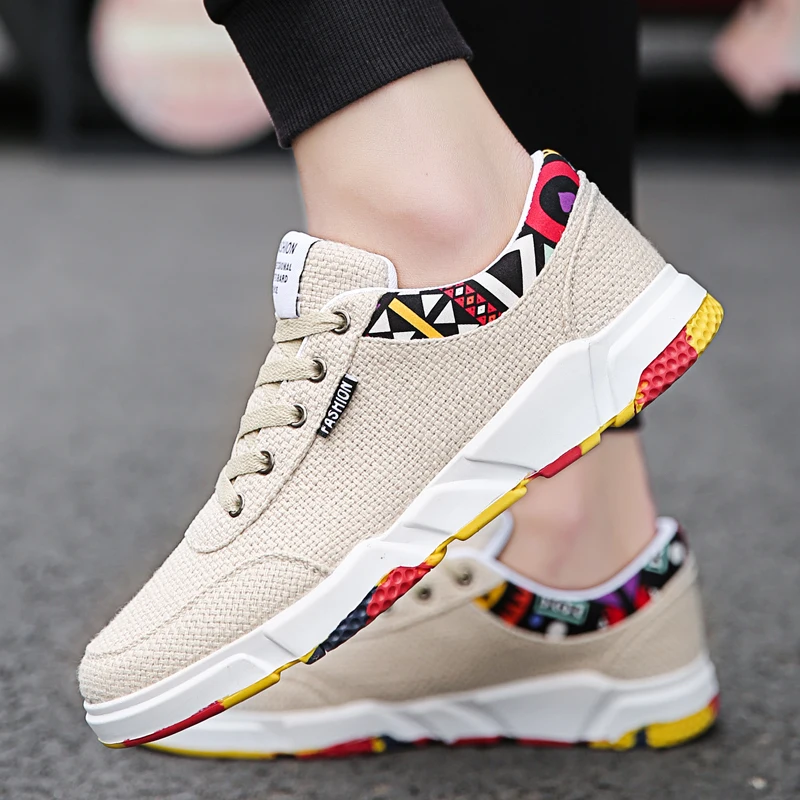 

Men Summer Linen Shoes Fashion Brand Canvas Shoes Men Breathable Casual Shoes Men sneakers