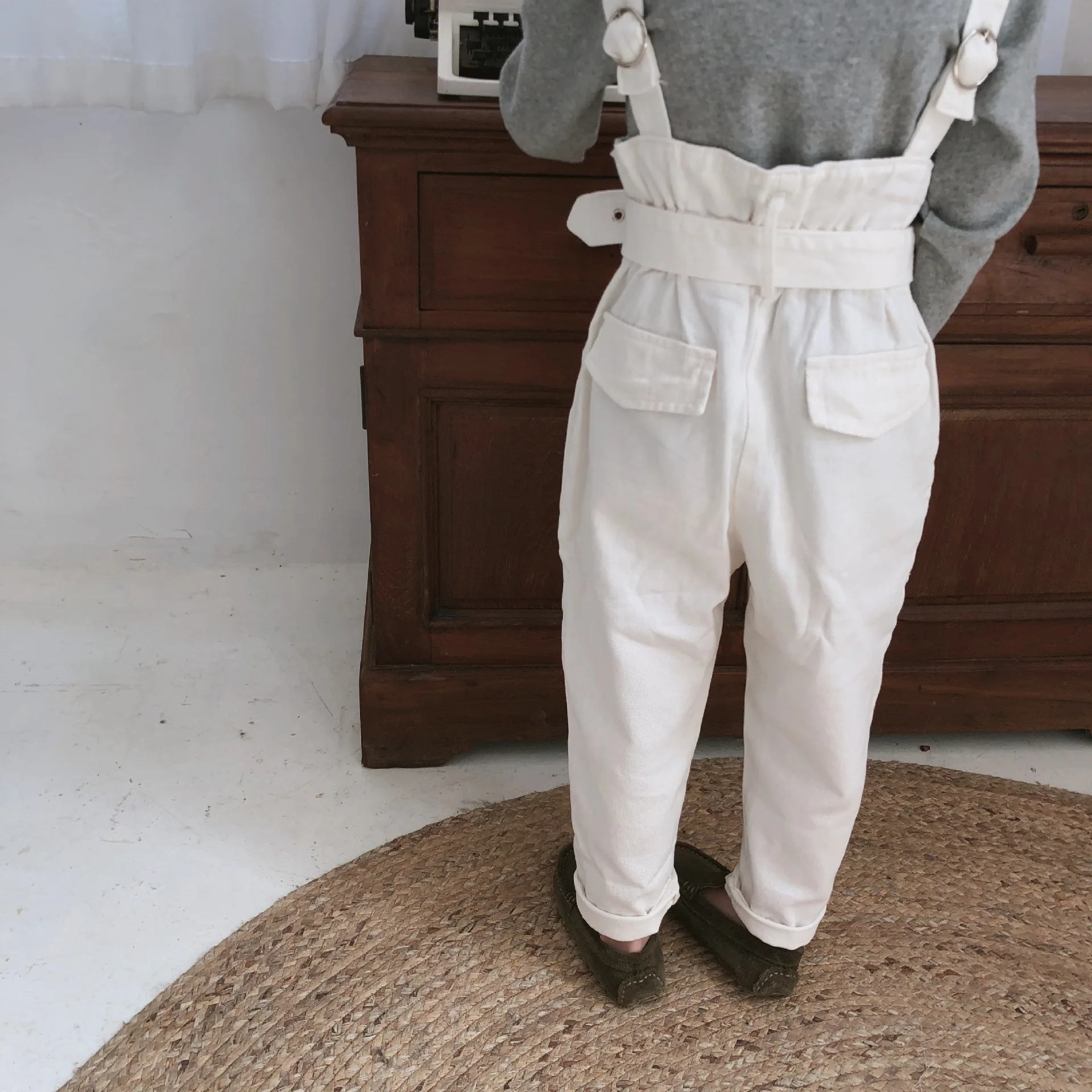 Осень 2020 модные милые хлопковые джинсовые комбинезоны с высокой талией для