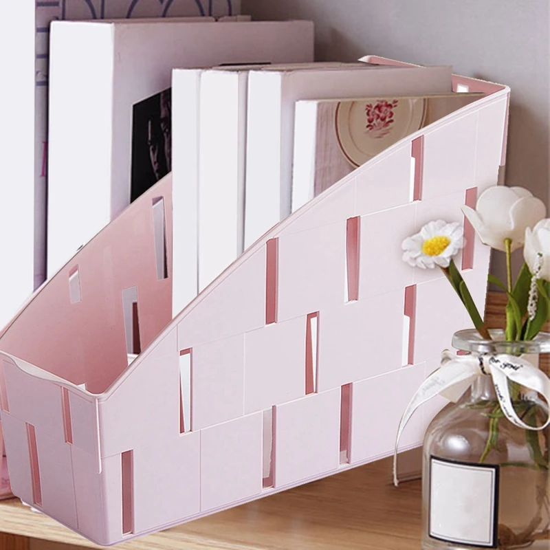 

Magazine Stand Book Holder Organizer Plastic Bookshelf Document Rack Office Desktop File Storage Box Organizer