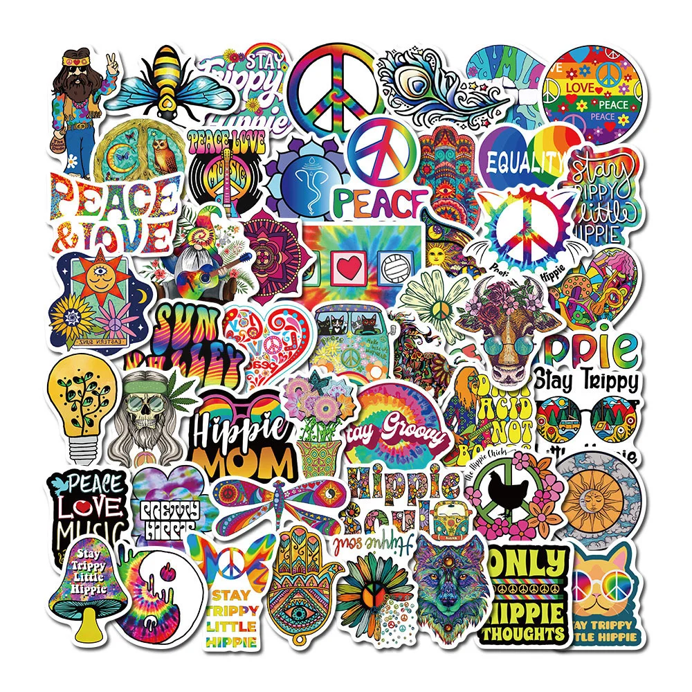

10/30/50PCS Hot Style Cartoon Hippie Hippie Graffiti Stickers Decorative Luggage Water Cup Waterproof Stickers Wholesale