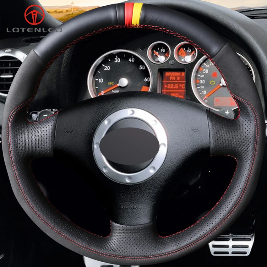 LQTENLEO черный кожаный замшевый чехол рулевого колеса автомобиля для Audi A3 2000 2003 A4 2005
