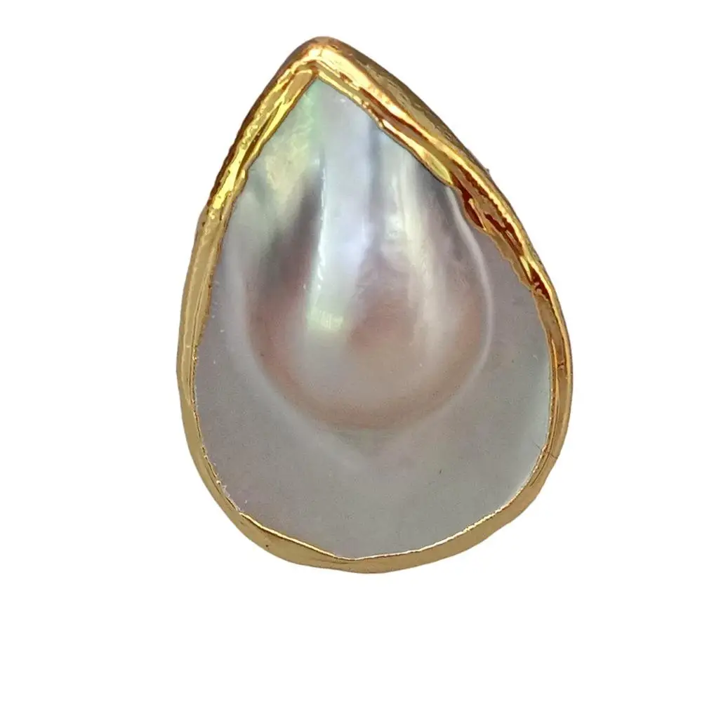 Y · YING регулируемое кольцо с натуральным жемчугом и Каплевидным покрытием белого