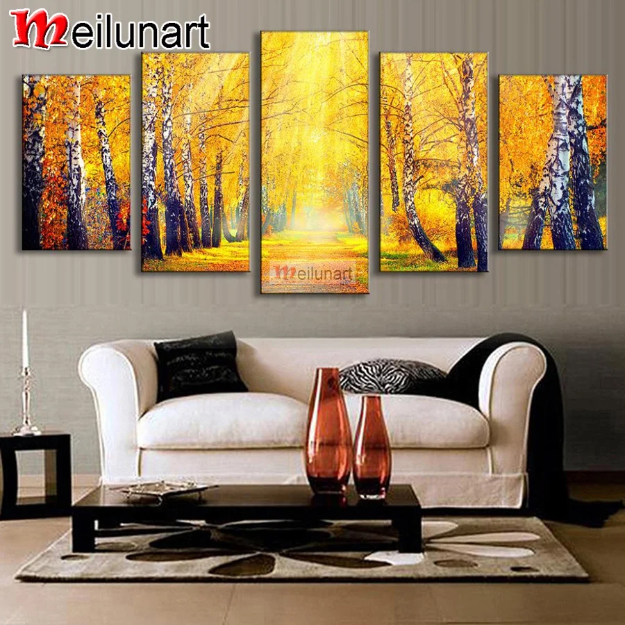 

Осенний лес пейзажи 5 шт. diy мозаичного искусства картина, вышитая бисером Полный Набор для вышивания украшения стены AS1001