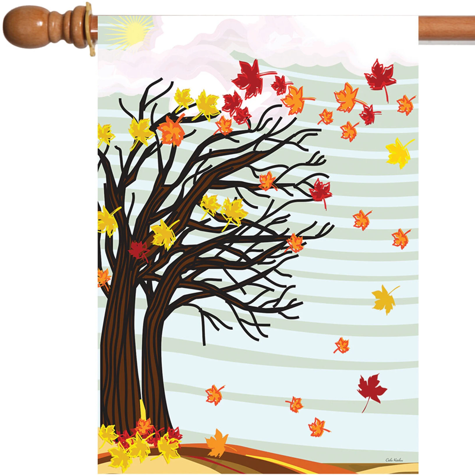 

28 x 40 inches Autumn Wind and Fallen Leaves Banner Double-sided Banner for Outdoor