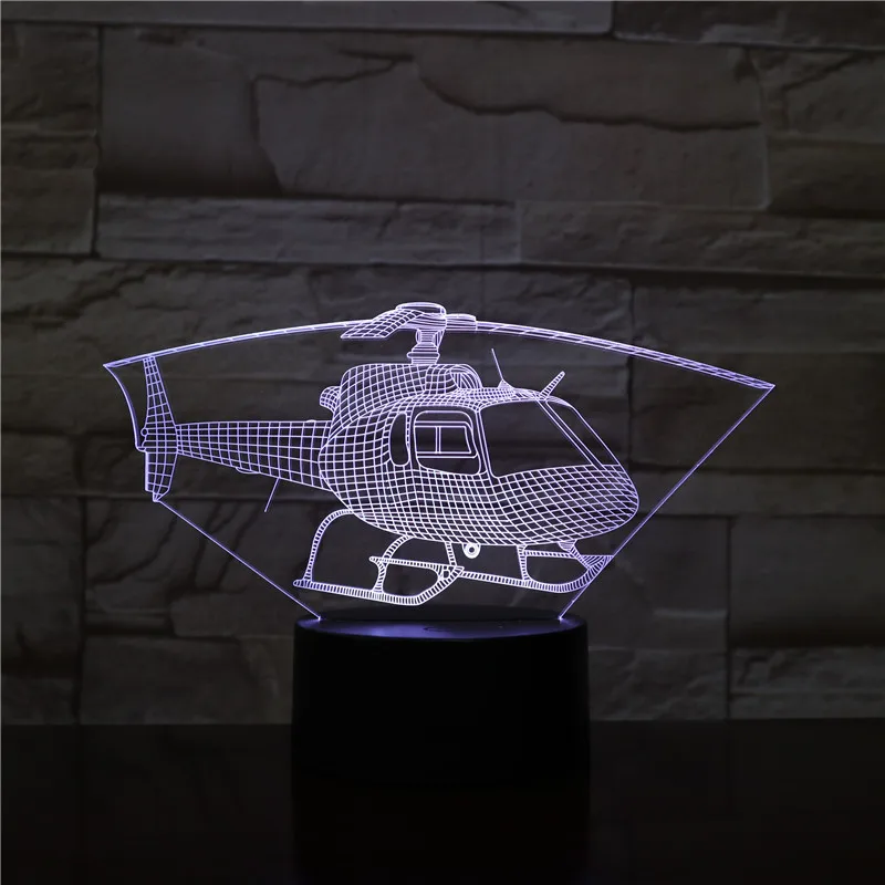 3D-2038 вертолёт, самолёт 7/16 цветов Chang светодиодный 3d-ночник сон Спальня Декор лампа для мужчин мальчиков подарок