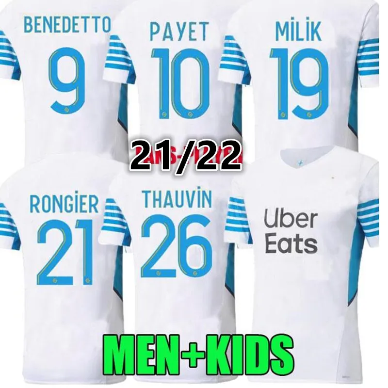 

NEW 21 22 men kit+kids kit Marseille home KAMARA SANSON PAYET THAUVIN BENEDETTO LIROLA MANDANDA 2021 2022 adult man jersey+socks