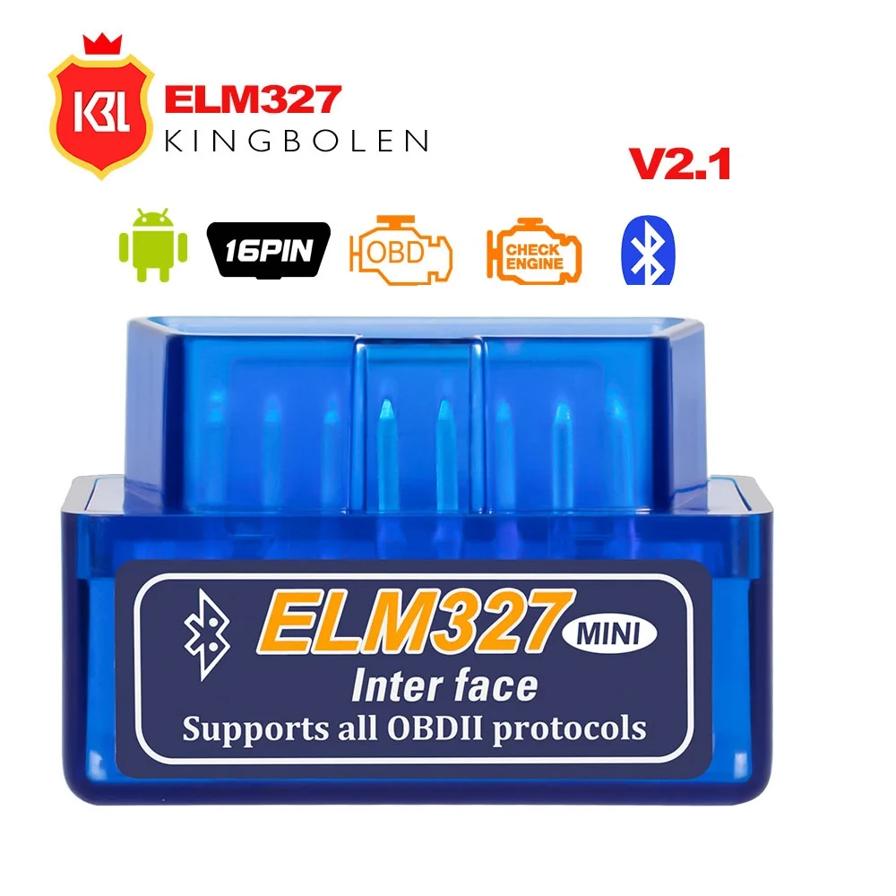 ELM327 V2.1 Bluetooth OBDII автоматический сканер ELM 327 Bluetooth v 2,1 OBD2 для Android Поддержка крутящего момента 12 в автомобильный OBD диагностический инструмент