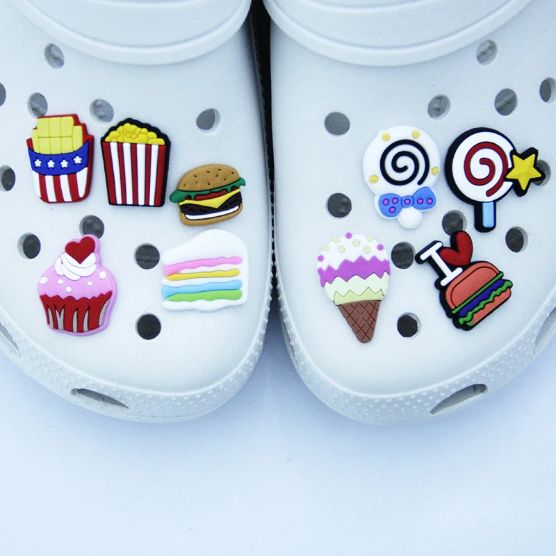 

High Quality New PVC Cute Hamburger Fries Shoes Accessories Crocodile JIBZ Children's Favorite Gift