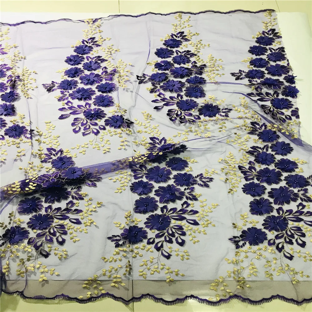 Новейшая кружевная ткань желтого цвета из гипюра с цветочной вышивкой и бусинами