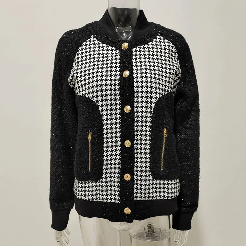 

Mozision Korean Style Patchwork Plaid Single Breasted Wool Coat Women's 2020 Autumn Winter New Casual Zipper Short Jacket
