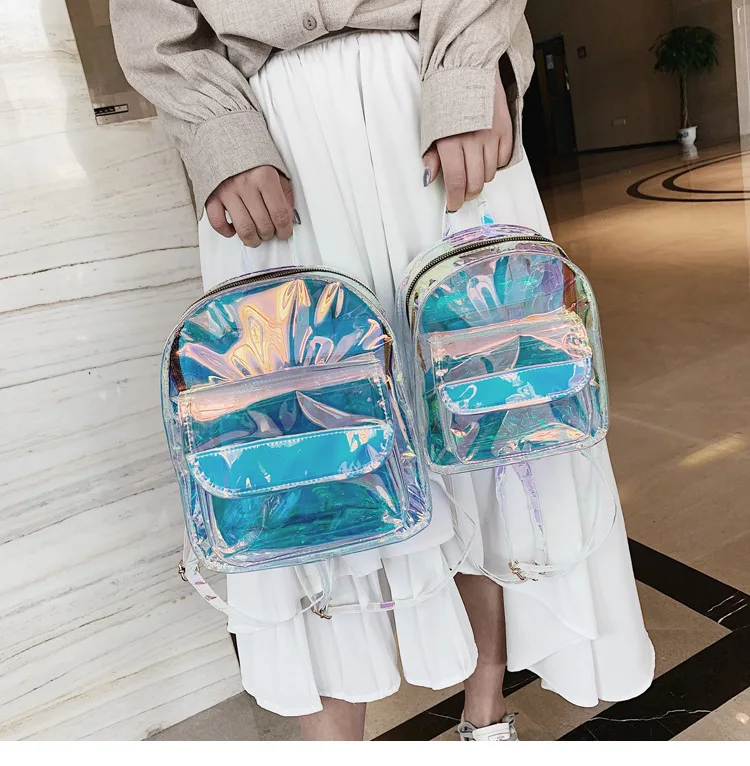 

Laser Sympony HOlogram Colorful Shoulder Bags Backpack Young POP Students Travel holiday Bags Waterproof PVC Backpacks Preppy