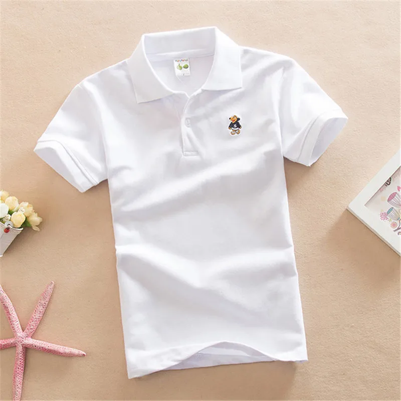 

Jargazol Boys Short Sleeve Shirt Summer Fashion Cartoon Bear Embroidery School Clothes Little Girls Polo Shirts 3-8 Years Tops