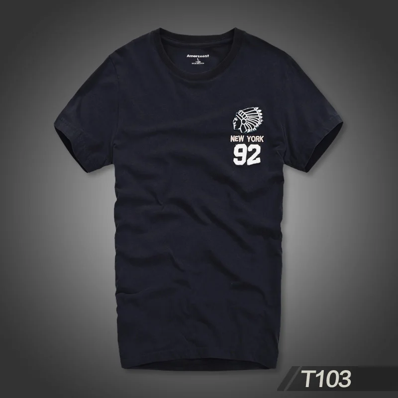 T103 Navy Blue Мужская футболка с принтом из хлопка, американский стиль, новинка, модный известный бренд, Летний стиль - Цвет: T103 Navy Blue