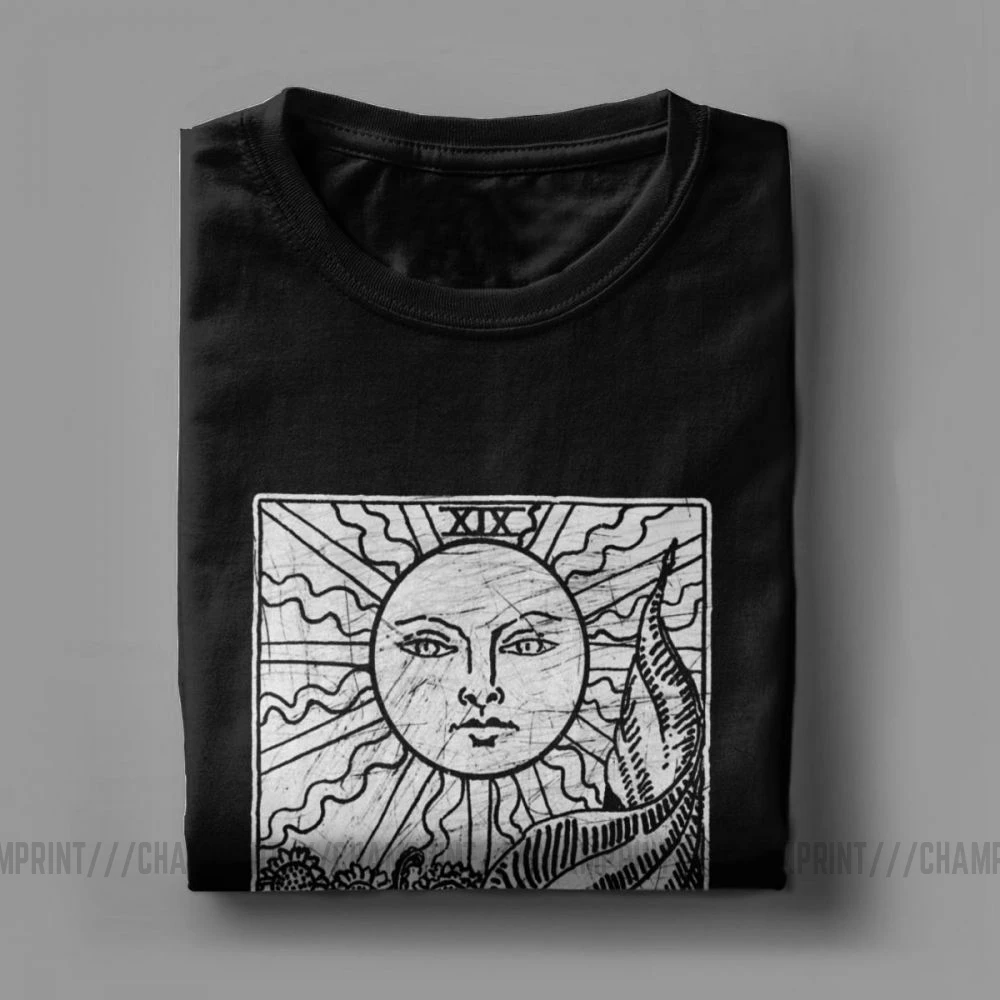 Мужская футболка с короткими рукавами The Sun Tarot Card Major Arcana из 100% хлопка надписью