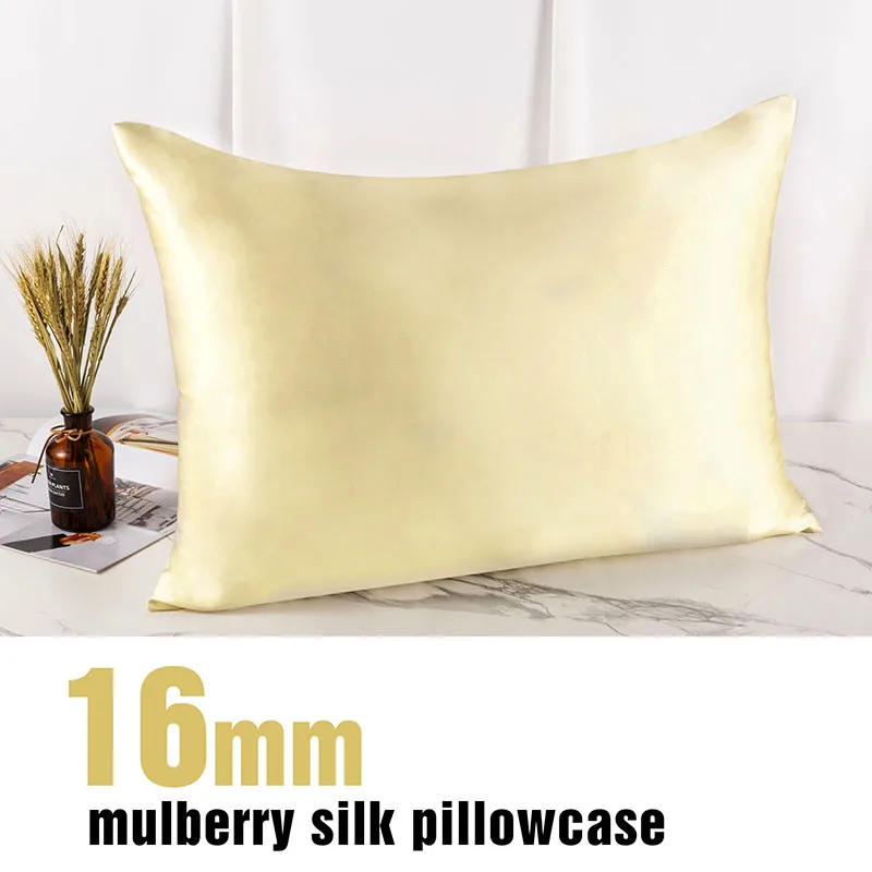 

Light Yellow Pillow Cover Pillowcase Silk Invisible Zipper Bedding Pillow Case Decor Design Home Textile Queen Pillow Protect