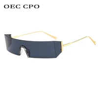 oec cpo oversized rectangle sunglasses women brand designer sun glasses men vintage rimless sunglasses female one piece glasses