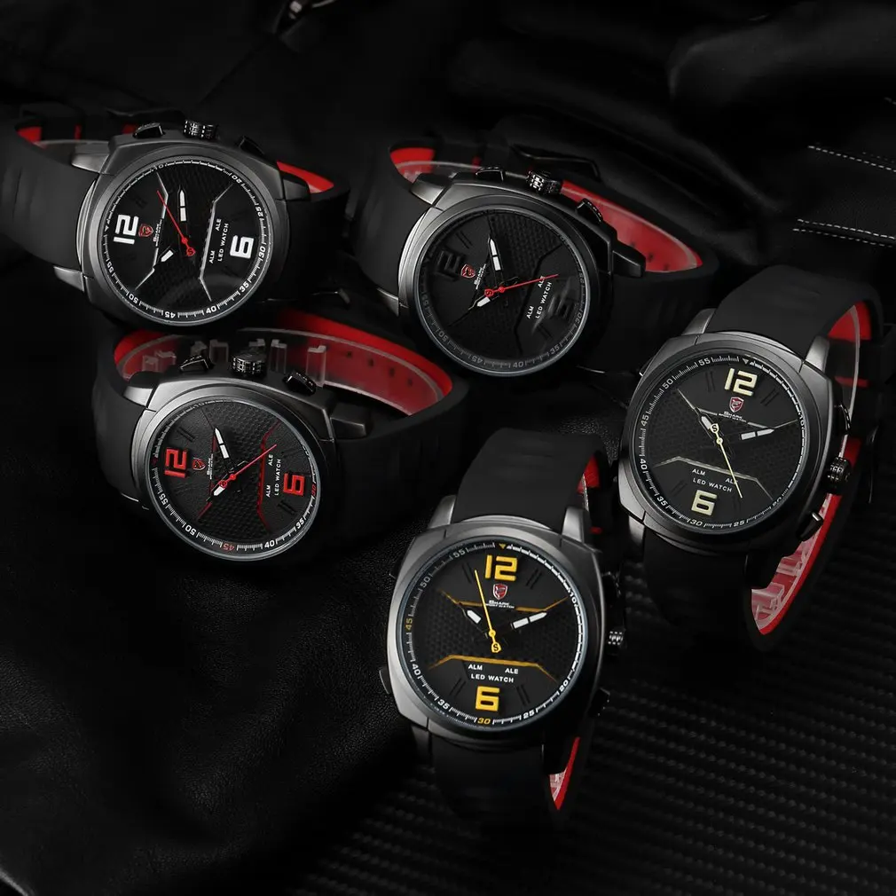 Cool New Whitetip Reef Shark Sport Watch LED Dual Time Zone Date Alarm Top Brand Silicone Quartz-Watch Relogio Masculino / SH486