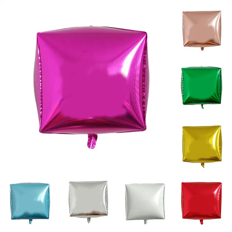 

Multicolor Aluminum film Air Balloons 24inch 3D Cube Foil Balloon Square Wedding Birthday Decorations Party Supplies Globes Hot