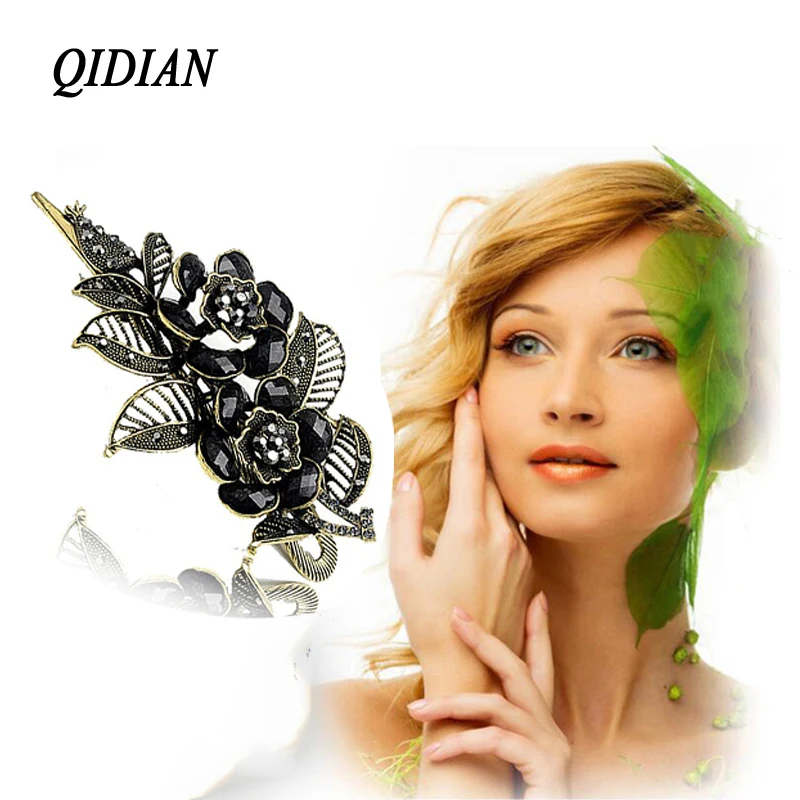 

QIDIAN Retro Peacock Butterfly Flower Hair Clip Europe United States Popular Accessories Mouth Clips Mixed Batch Manufacturers
