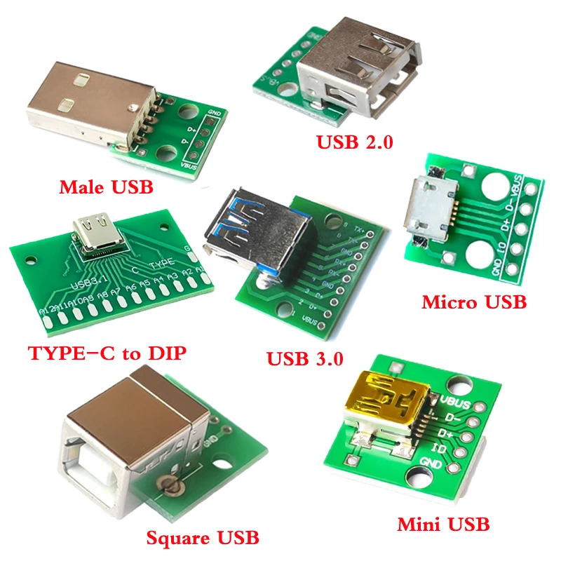 Тип Micro Mini USB A Male 2 0 3 Female B разъем интерфейса до 54 мм DIP PCB преобразователь адаптер