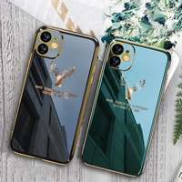 socouple electroplated case for iphone 11 12 pro max xs x 7 8 6 6s plus se xr luxury plain color deer pattern soft tpu cover