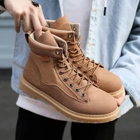 mens high top casual tooling boots british style high top fashion mens shoes frosted suede warmth male martin boots