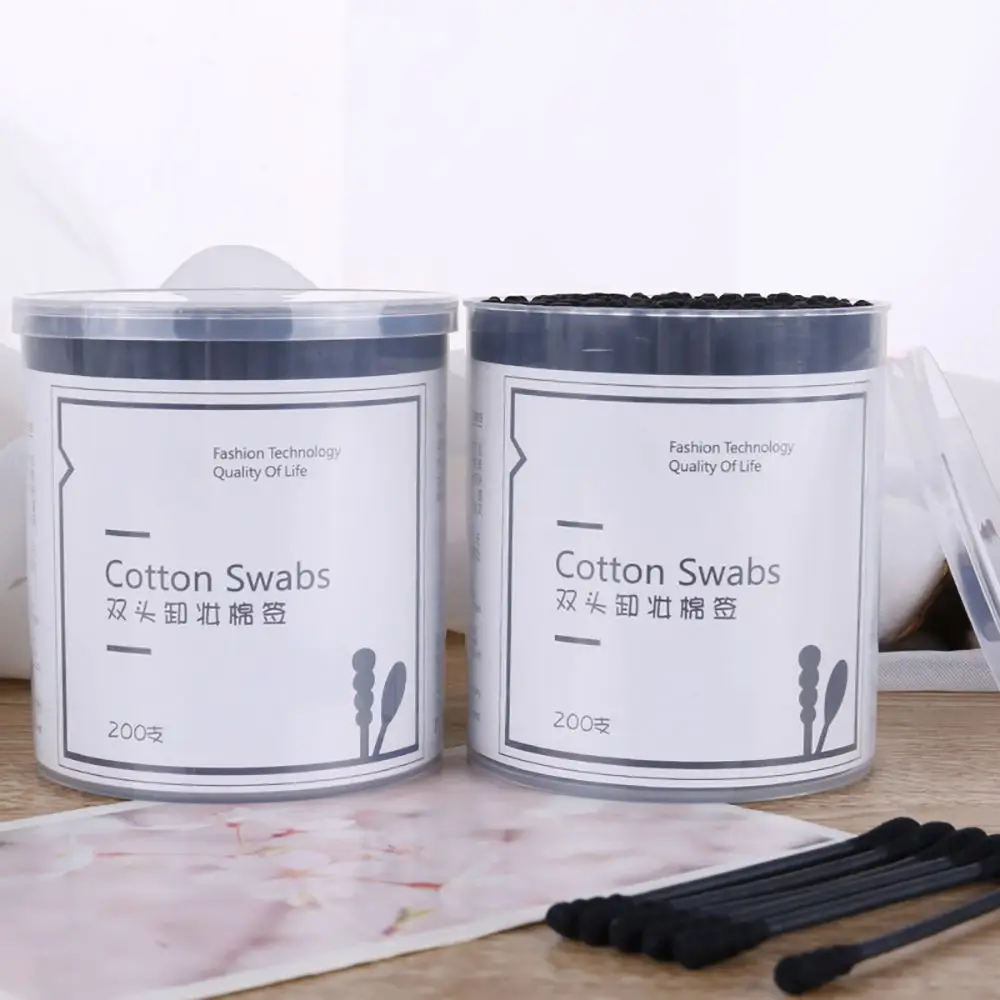 200 шт. одноразовый ватный тампон спиральный очиститель ушей черные двойные