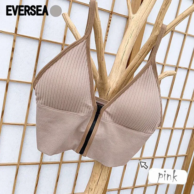 

Eversea Sport Vest Summer New Women Sport Style Minimial Design Deep V Zipper Design Midriff-Baring Tank
