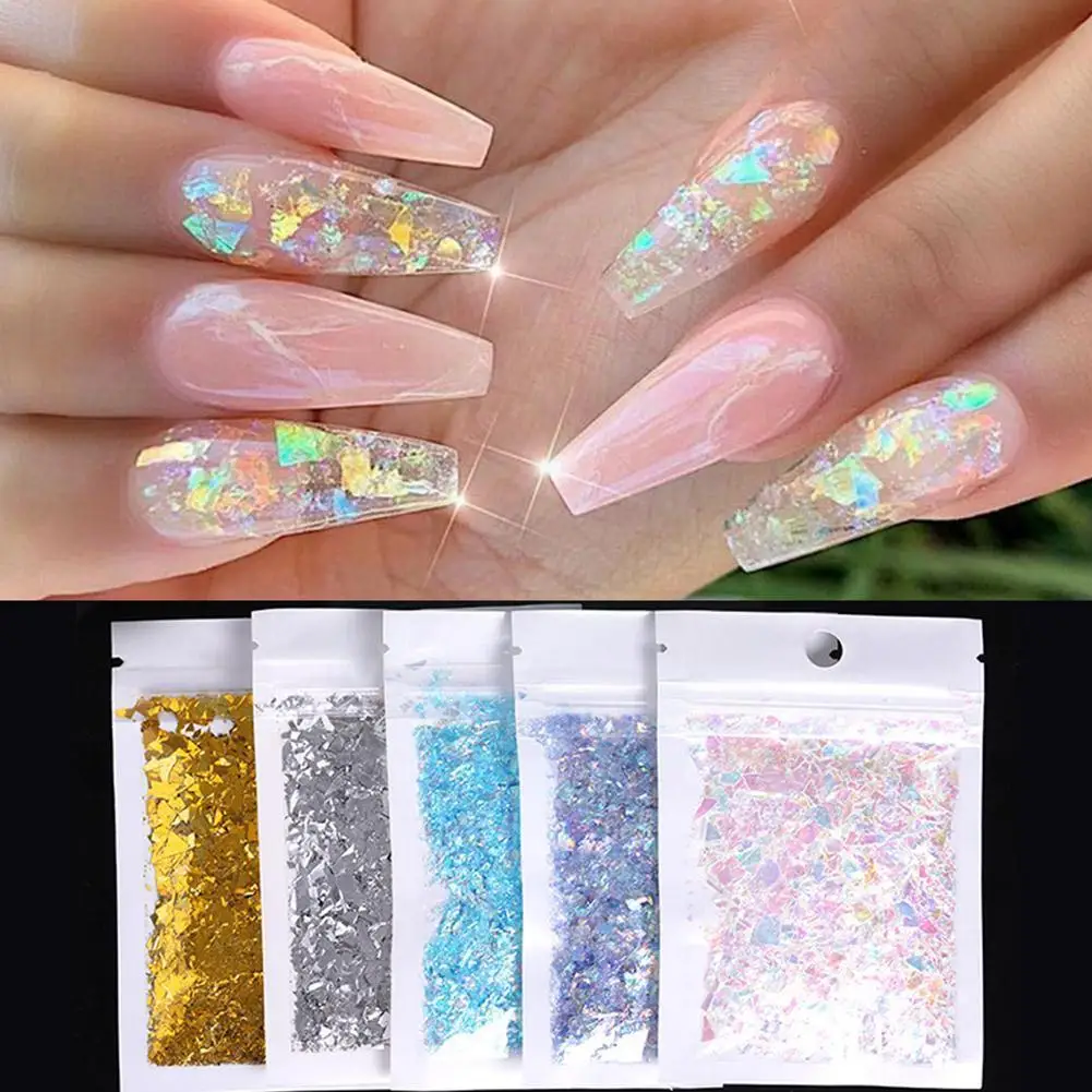 

3D Nail Art Decoration Symphony Manicure Irregular Sequin Nail Art Paper Aurora Candy Sequin Dyed Paper Pack 5g Shell Fragm T5R6