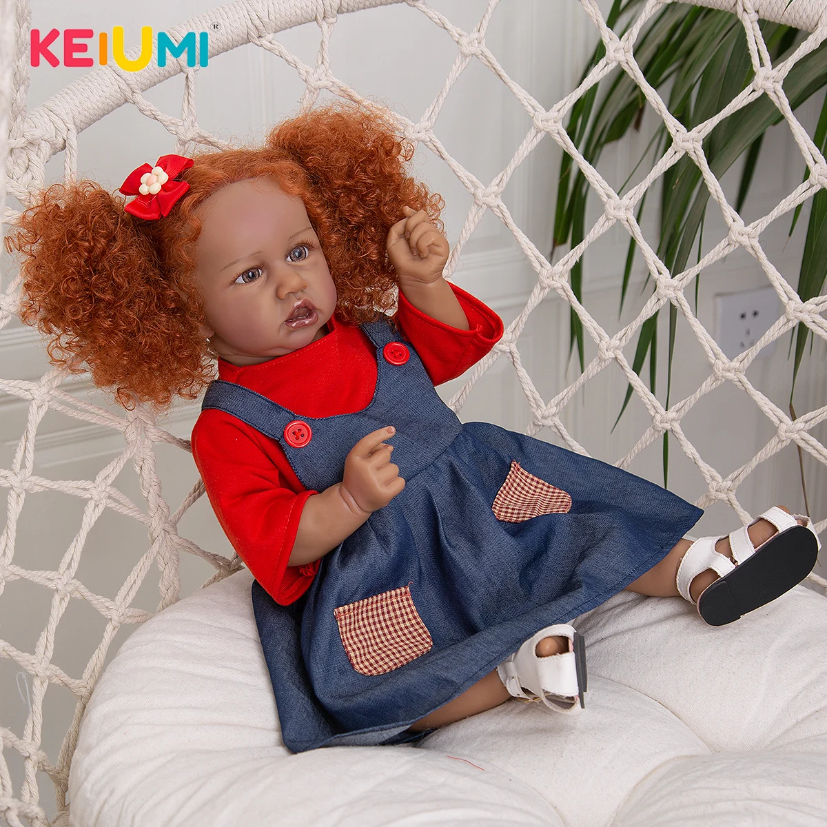

KEIUMI 57 см из черной кожи полный силиконовые Bonecas состоящий из топа красного цвета быстрая доставка живой Reborn Baby Doll для детских игрушек