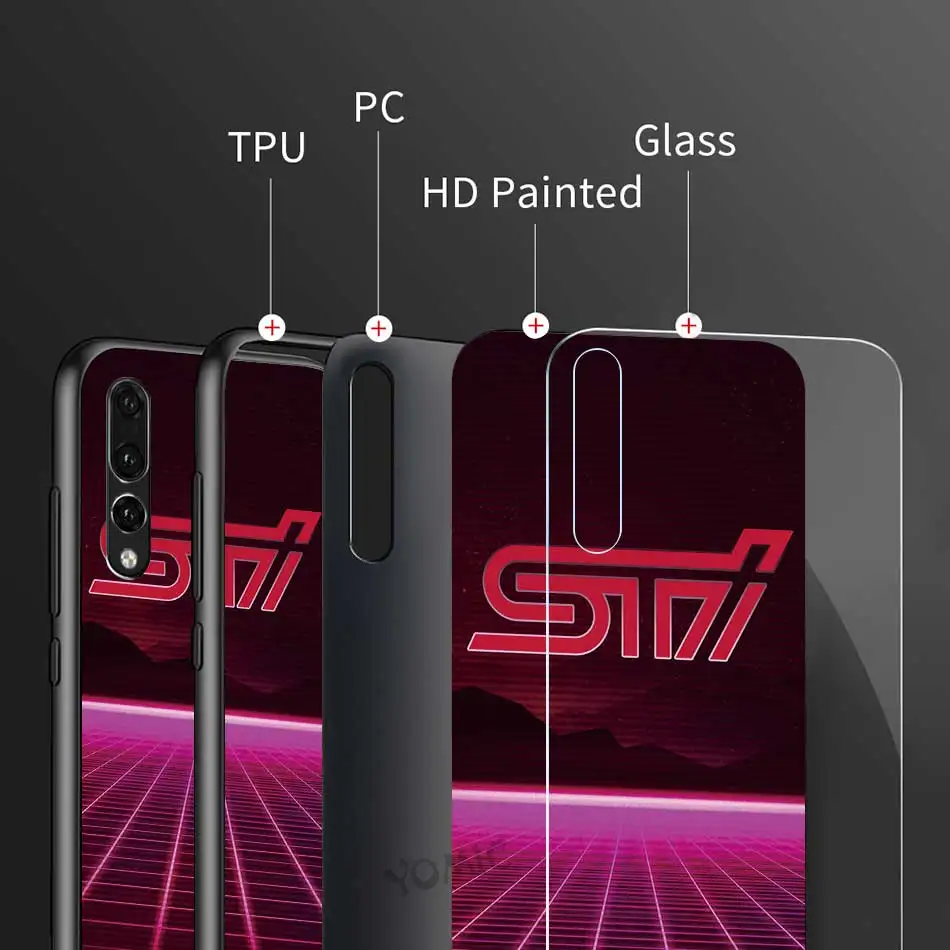 

Subaru Wrx Sti Logo Glass Phone Case for Huawei P30 P40 Pro P Smart 2019 Z P20 P10 Lite Cover Shell